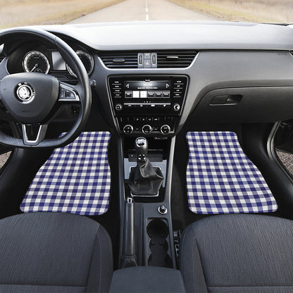Navy And White Buffalo Check Print Front and Back Car Floor Mats