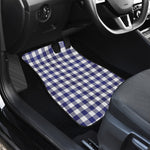 Navy And White Buffalo Check Print Front and Back Car Floor Mats