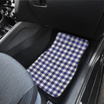 Navy And White Buffalo Check Print Front and Back Car Floor Mats