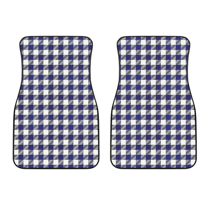 Navy And White Buffalo Check Print Front Car Floor Mats