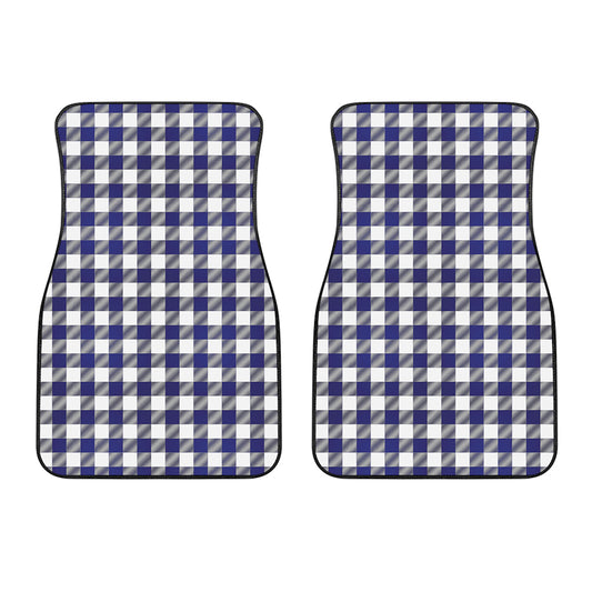 Navy And White Buffalo Check Print Front Car Floor Mats