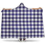 Navy And White Buffalo Check Print Hooded Blanket