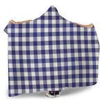 Navy And White Buffalo Check Print Hooded Blanket