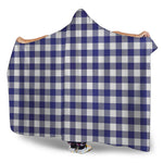 Navy And White Buffalo Check Print Hooded Blanket