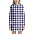 Navy And White Buffalo Check Print Pullover Hoodie Dress