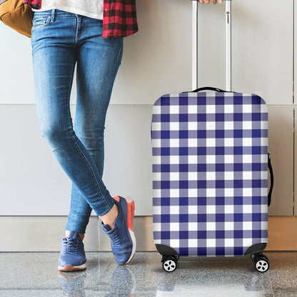 Navy And White Buffalo Check Print Luggage Cover