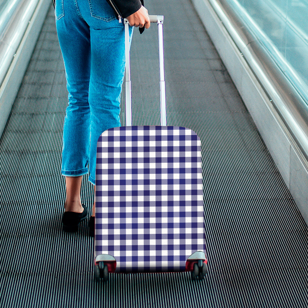 Navy And White Buffalo Check Print Luggage Cover