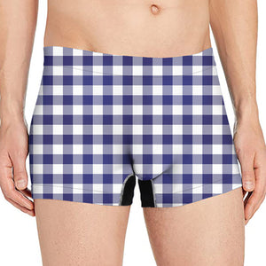 Navy And White Buffalo Check Print Men's Boxer Briefs