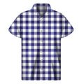 Navy And White Buffalo Check Print Men's Short Sleeve Shirt