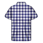Navy And White Buffalo Check Print Men's Short Sleeve Shirt