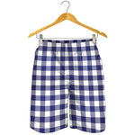 Navy And White Buffalo Check Print Men's Shorts