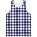 Navy And White Buffalo Check Print Men's Tank Top