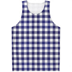 Navy And White Buffalo Check Print Men's Tank Top