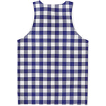 Navy And White Buffalo Check Print Men's Tank Top