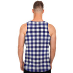 Navy And White Buffalo Check Print Men's Tank Top