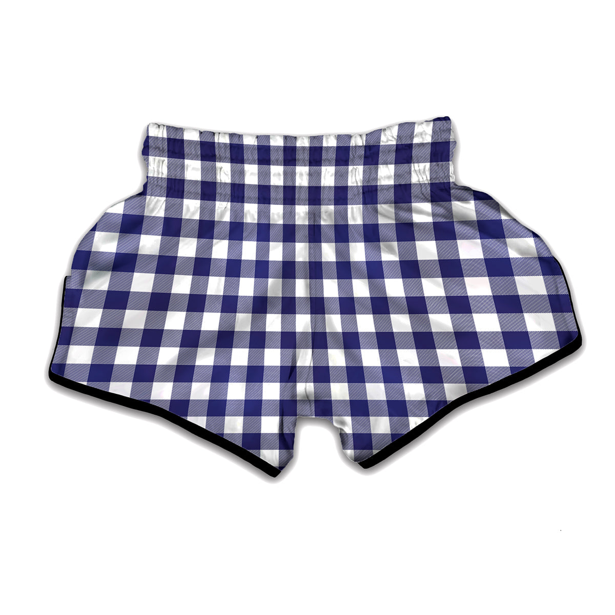 Navy And White Buffalo Check Print Muay Thai Boxing Shorts