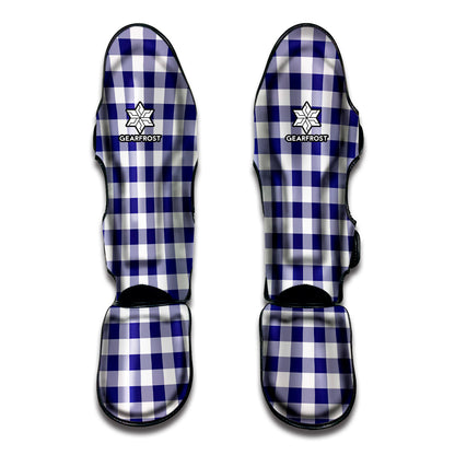 Navy And White Buffalo Check Print Muay Thai Shin Guard