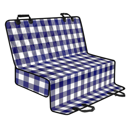 Navy And White Buffalo Check Print Pet Car Back Seat Cover