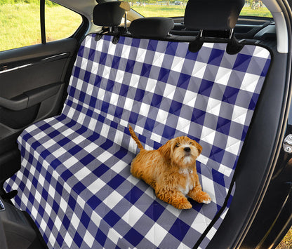 Navy And White Buffalo Check Print Pet Car Back Seat Cover