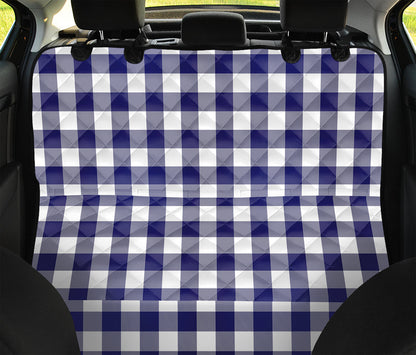 Navy And White Buffalo Check Print Pet Car Back Seat Cover