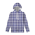 Navy And White Buffalo Check Print Pullover Hoodie