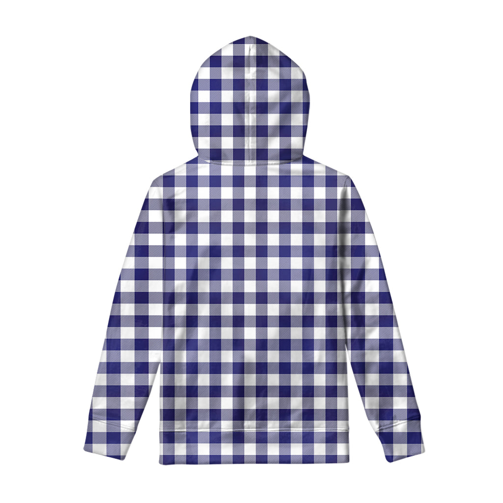 Navy And White Buffalo Check Print Pullover Hoodie