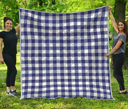 Navy And White Buffalo Check Print Quilt
