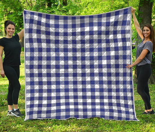 Navy And White Buffalo Check Print Quilt