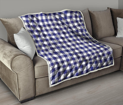 Navy And White Buffalo Check Print Quilt