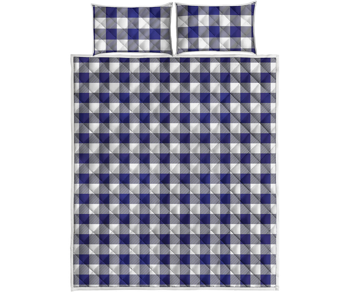 Navy And White Buffalo Check Print Quilt Bed Set