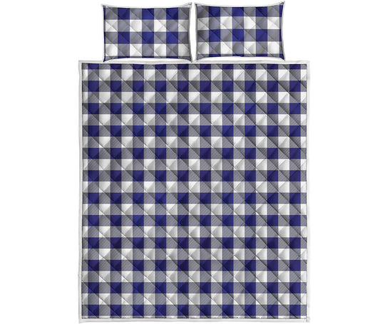 Navy And White Buffalo Check Print Quilt Bed Set