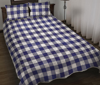 Navy And White Buffalo Check Print Quilt Bed Set