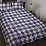 Navy And White Buffalo Check Print Quilt Bed Set