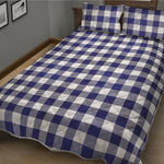 Navy And White Buffalo Check Print Quilt Bed Set