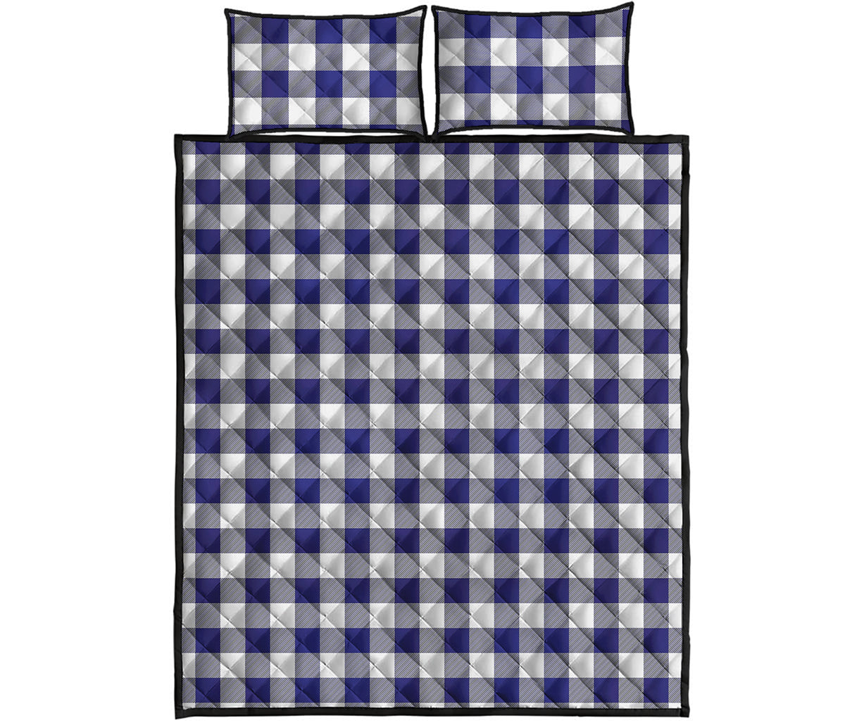 Navy And White Buffalo Check Print Quilt Bed Set