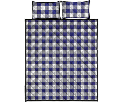Navy And White Buffalo Check Print Quilt Bed Set