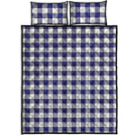 Navy And White Buffalo Check Print Quilt Bed Set