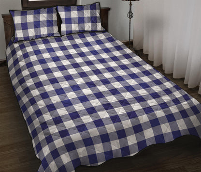 Navy And White Buffalo Check Print Quilt Bed Set