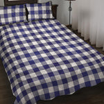 Navy And White Buffalo Check Print Quilt Bed Set