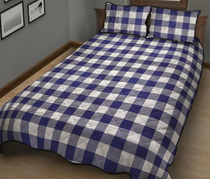 Navy And White Buffalo Check Print Quilt Bed Set
