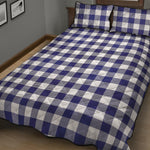 Navy And White Buffalo Check Print Quilt Bed Set