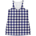 Navy And White Buffalo Check Print Women's Racerback Tank Top