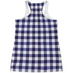 Navy And White Buffalo Check Print Women's Racerback Tank Top