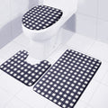 Navy And White Check Pattern Print 3 Piece Bath Mat Set