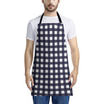Navy And White Check Pattern Print Apron
