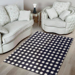 Navy And White Check Pattern Print Area Rug