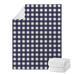 Navy And White Check Pattern Print Blanket
