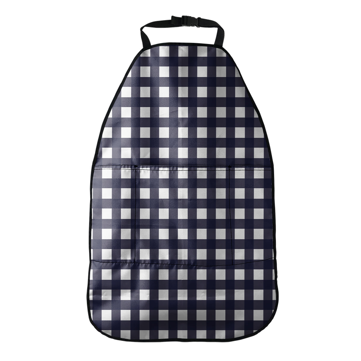 Navy And White Check Pattern Print Car Seat Organizers