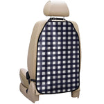 Navy And White Check Pattern Print Car Seat Organizers