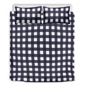 Navy And White Check Pattern Print Duvet Cover Bedding Set